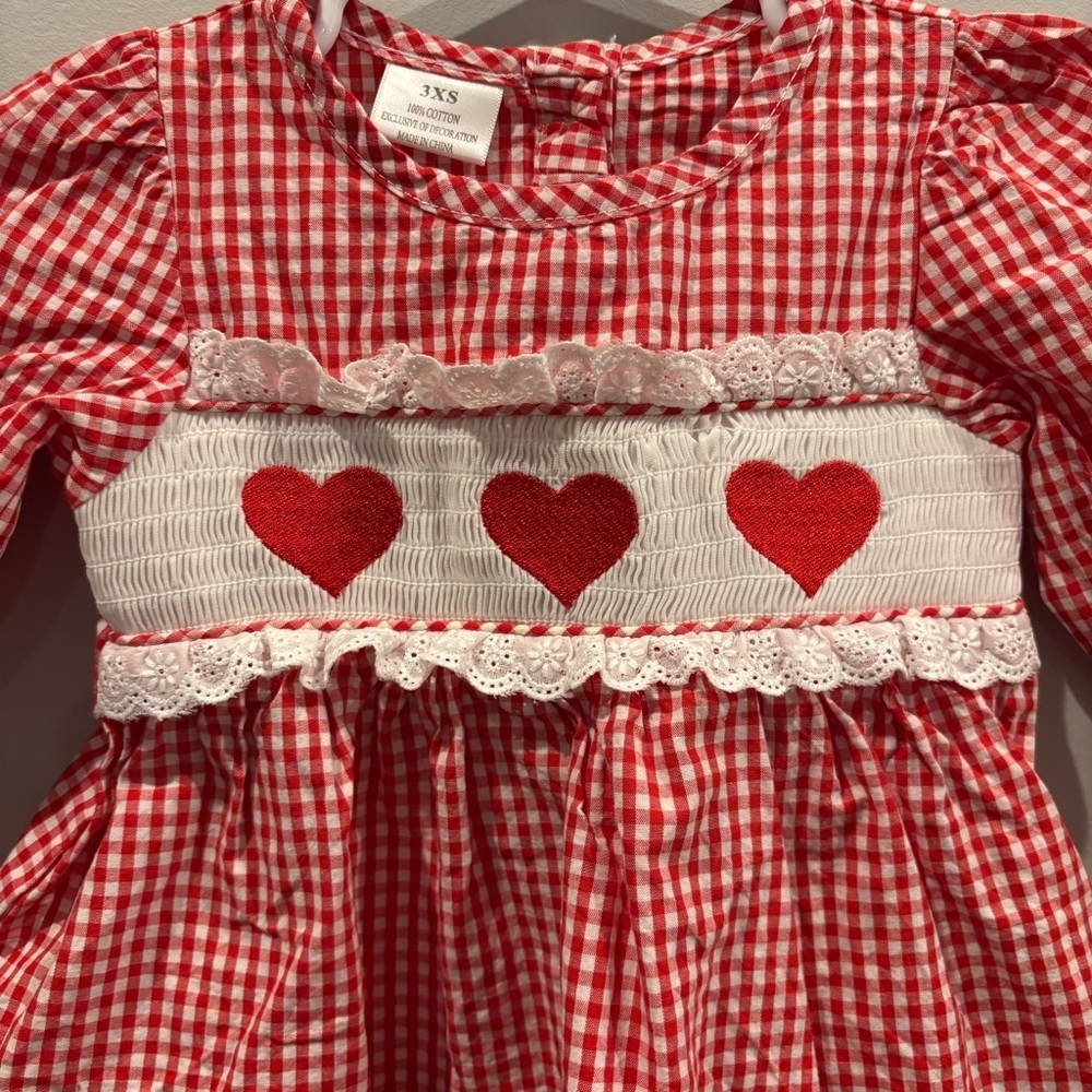 Smocked Valentine’s Day Girls Dress - Picture 3 of 6